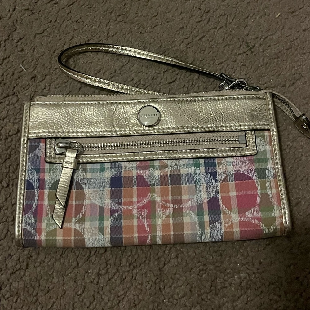 Coach Poppy Madras wristlet wallet